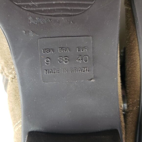 Schutz Buckle Suede Ankle Boot Womens 9 Brown Side Zip Biker Bootie - Picture 10 of 12